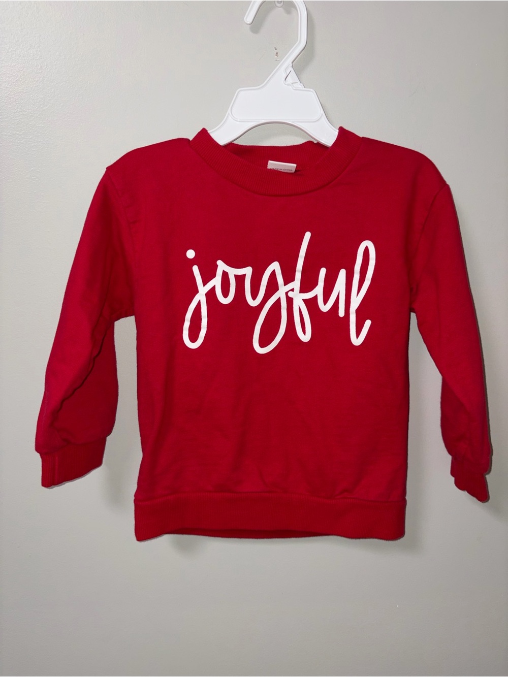 Unbranded Red Pullover Sweatshirt White Joyful Print Christmas Holiday Unisex 2T